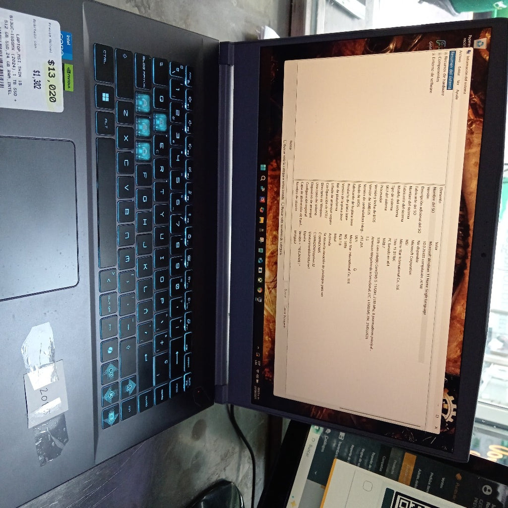 LAPTOP MSI THIN 15 B13UC-1859MX (2024) 1 TB SSD + 512 GB SSD 24 GB RAM (SEMINUEVO)