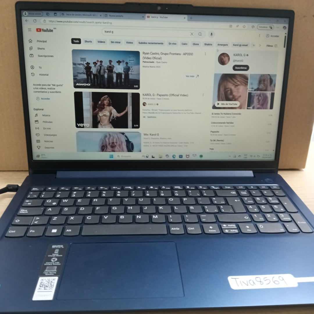 LAPTOP LENOVO IDEAPAD SLIM 3 15IAN8 (2024) 256 GB SSD 8 GB RAM (SEMINUEVO)