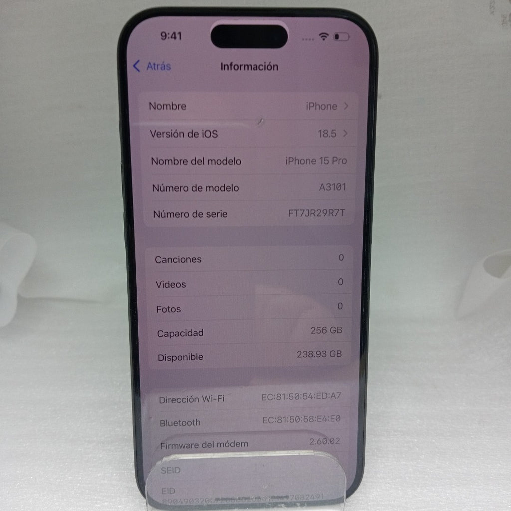 CELULAR APPLE IPHONE 15 PRO A3101 256 GB 8 GB RAM (SEMINUEVO)