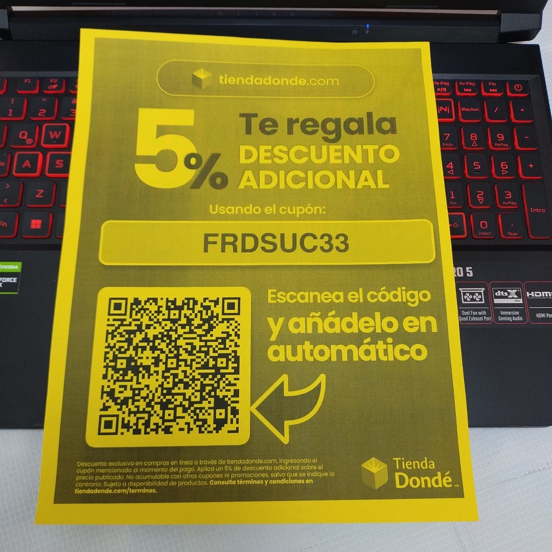 LAPTOP ACER NITRO 5 AN515-57-512P (2022) 512 GB SSD 8 GB RAM (SEMINUEVO)