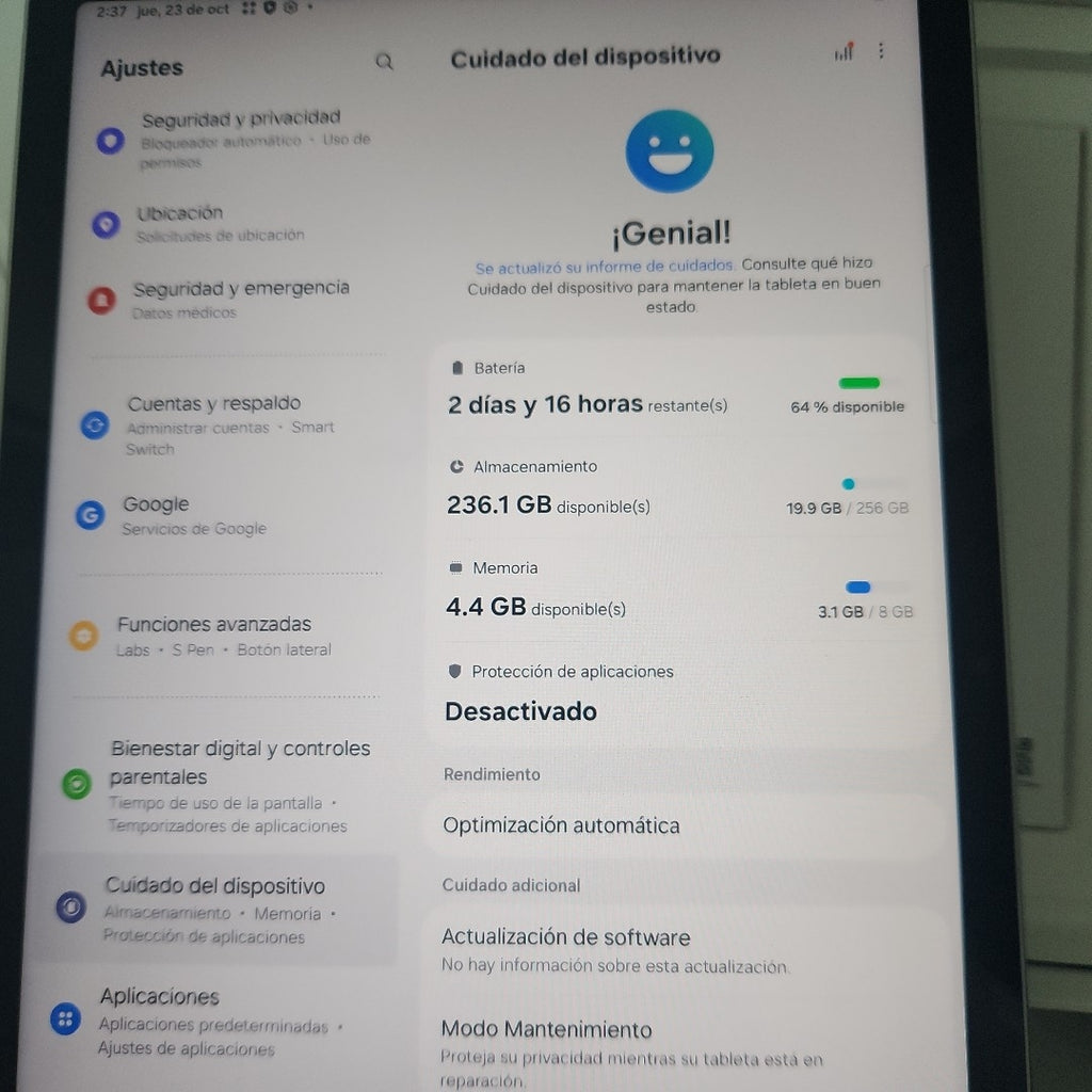 TABLETA SAMSUNG GALAXY TAB S9 FE SM-X510 (2023) 256 GB 8 GB RAM (SEMINUEVO)