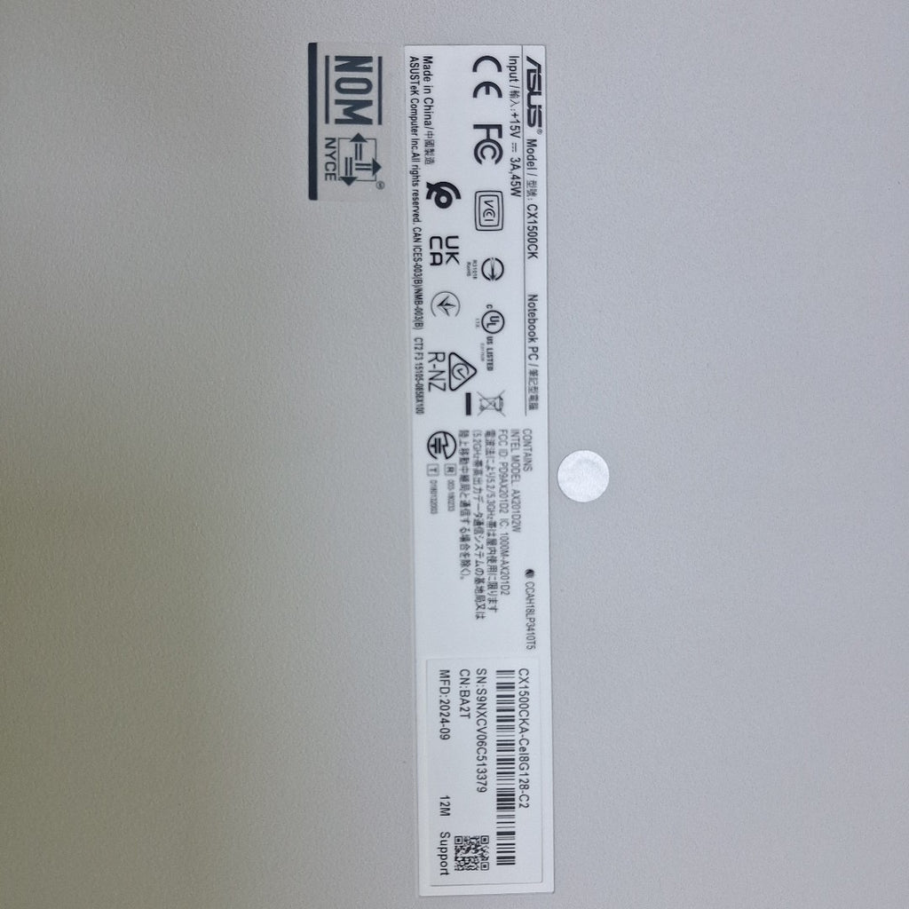 LAPTOP ASUS CHROMEBOOK CX1500CKA-CEL8G128-C2 (2023) 128 GB 8 GB RAM (SEMINUEVO)