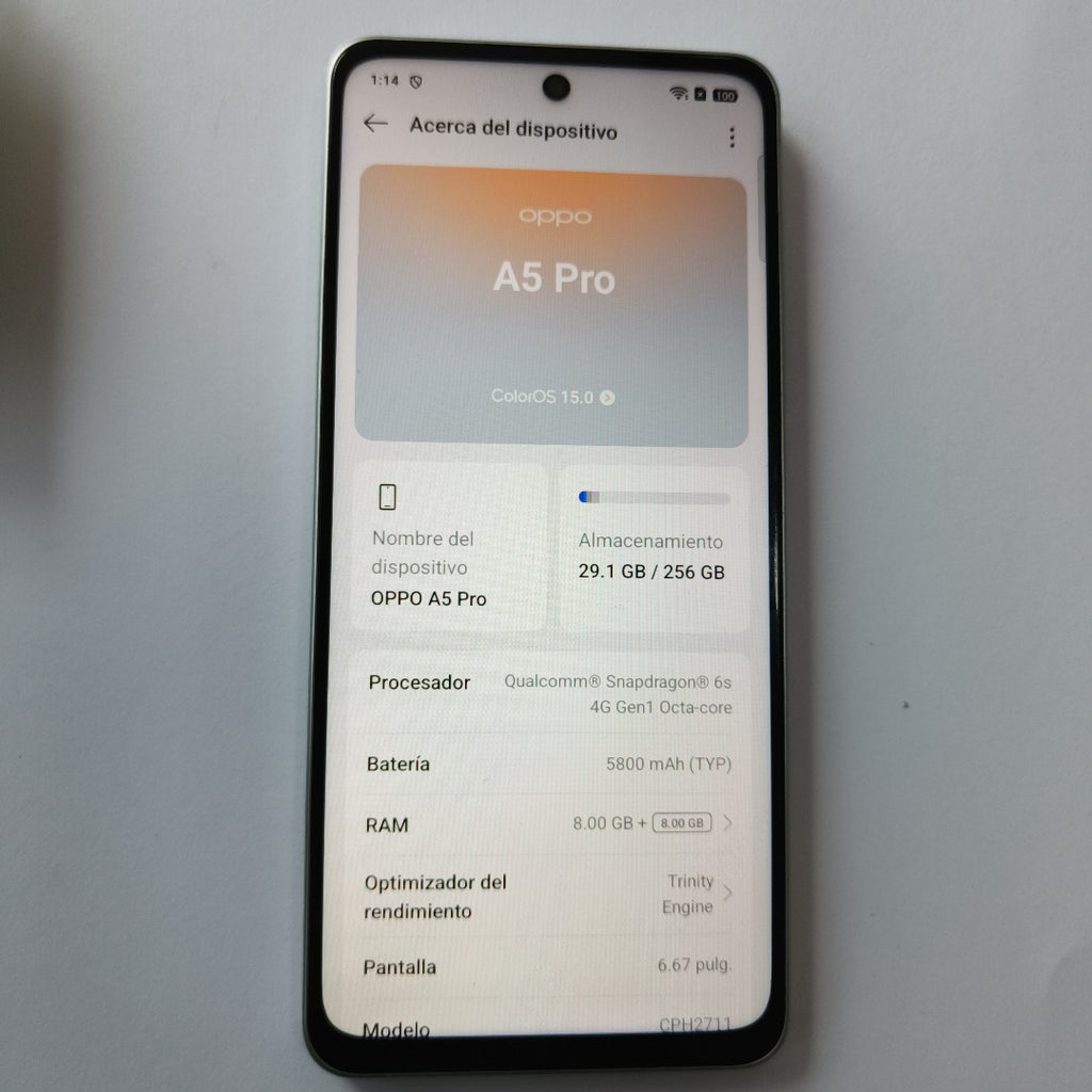 CELULAR OPPO  A5 PRO CPH2711 (2025) 256 GB 8 GB RAM (SEMINUEVO)