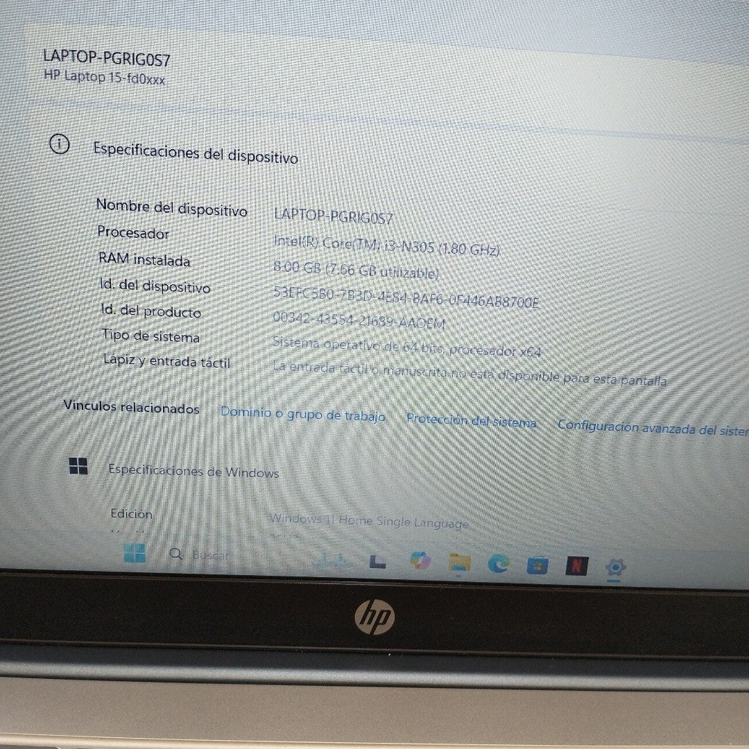 LAPTOP HP 15-FD0231LA (2025) 512 GB SSD 8 GB RAM (SEMINUEVO)