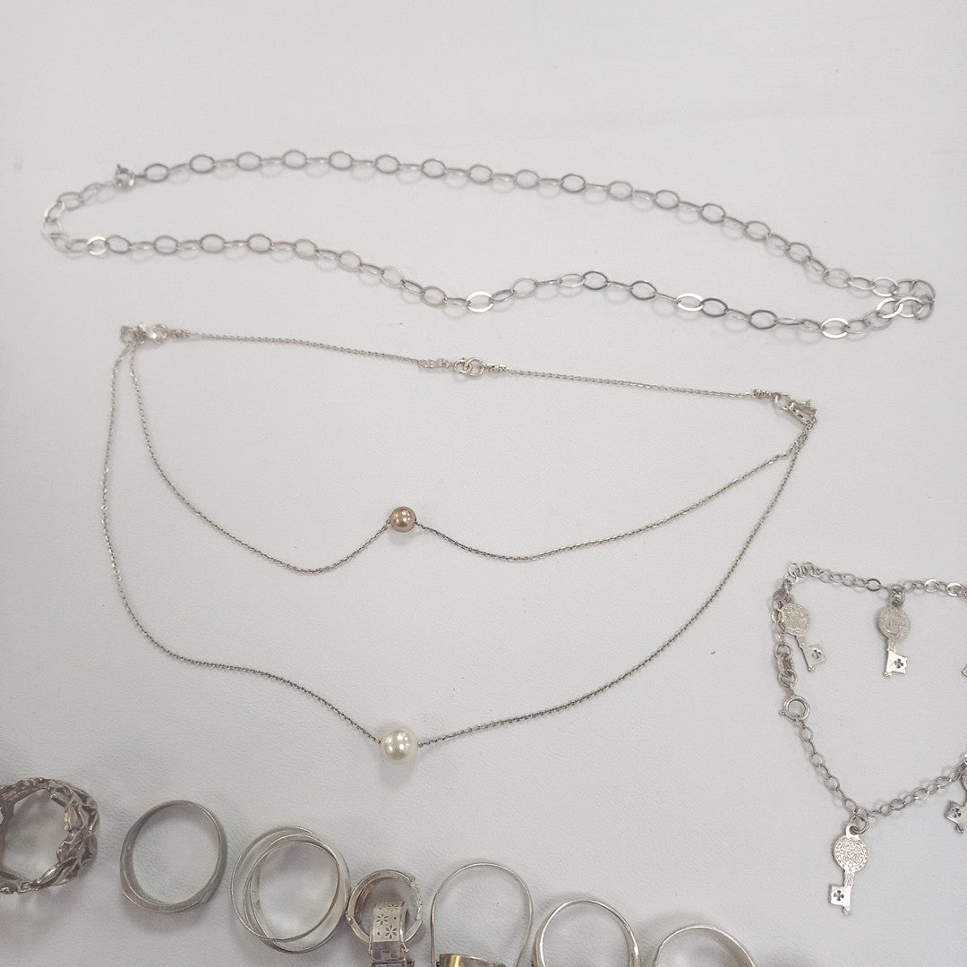 ANILLITO, CADENA, PULSERA PLATA 130.7 GRMS (SEMINUEVO)