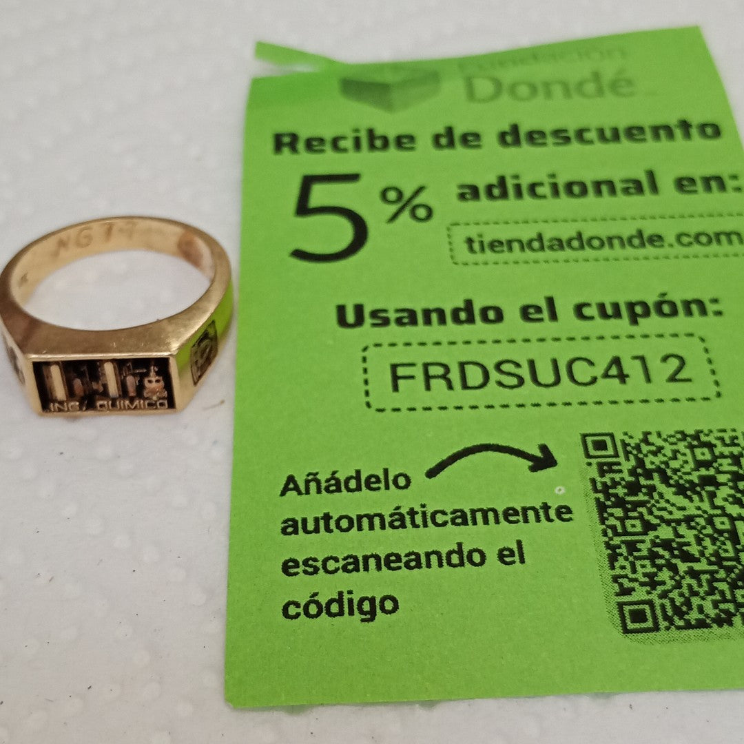 ANILLO DE GRADUACIÓN ORO 14 K 7,90 GRMS (SEMINUEVO)