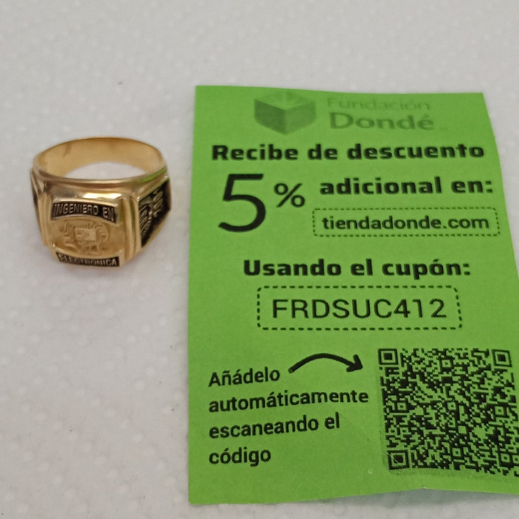 ANILLO DE GRADUACIÓN ORO 10 K 9.5 GRMS (SEMINUEVO)
