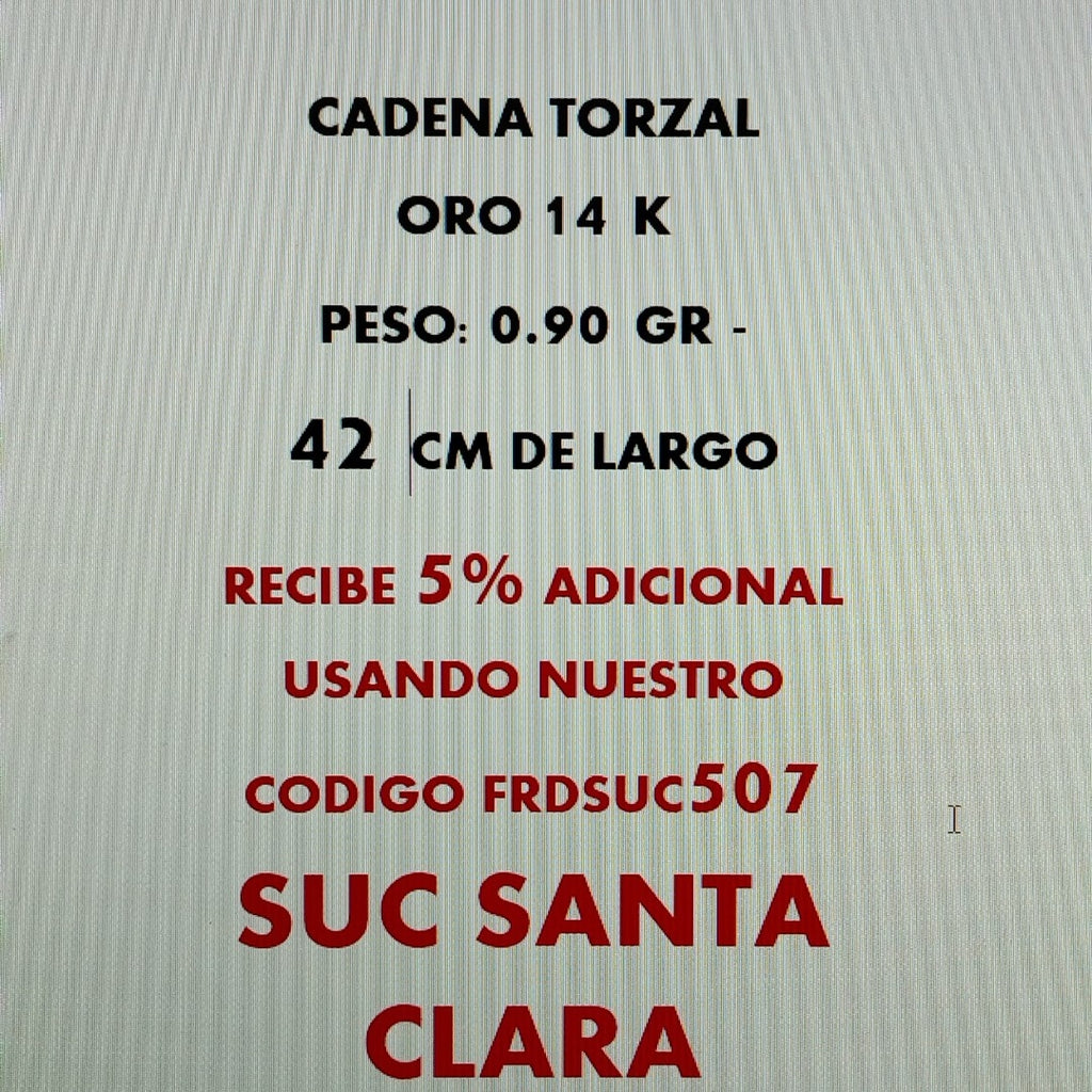 CADENA ORO 14 K 0,90 GRMS (SEMINUEVO)