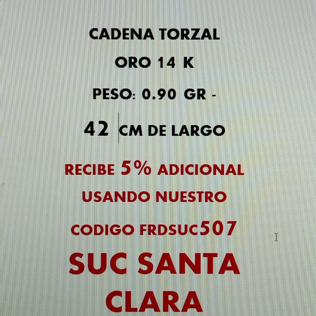 CADENA ORO 14 K 0,90 GRMS (SEMINUEVO)