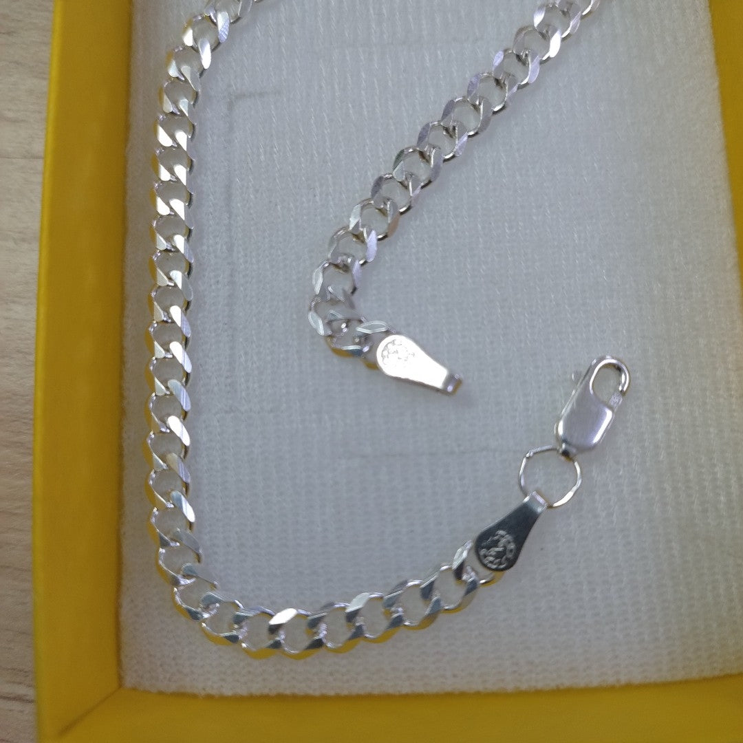 PULSERA TEJIDO BARBADA PLATA .925 21 CM 4.5 GR (NUEVO)