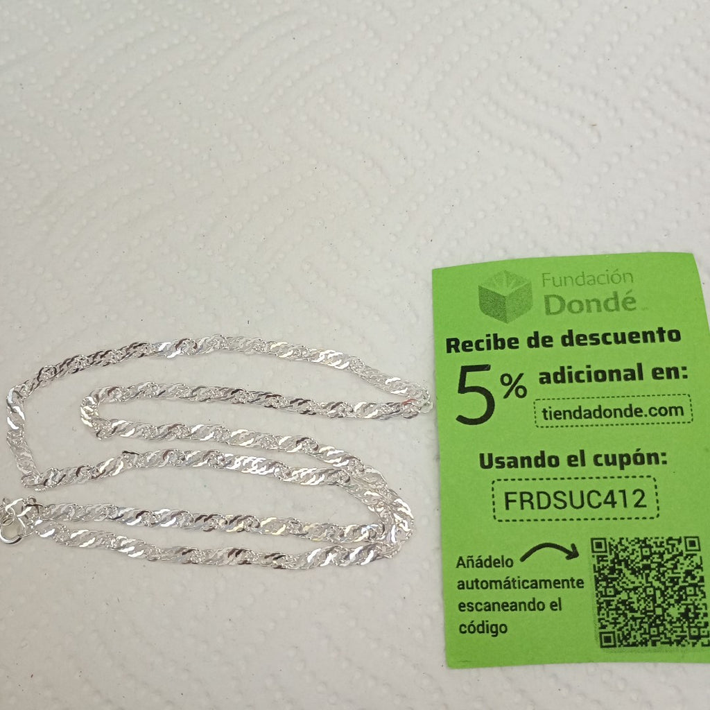 CADENA TEJIDO MEDIO TORZAL PLATA .925 55 CM 5.4 GR (NUEVO)