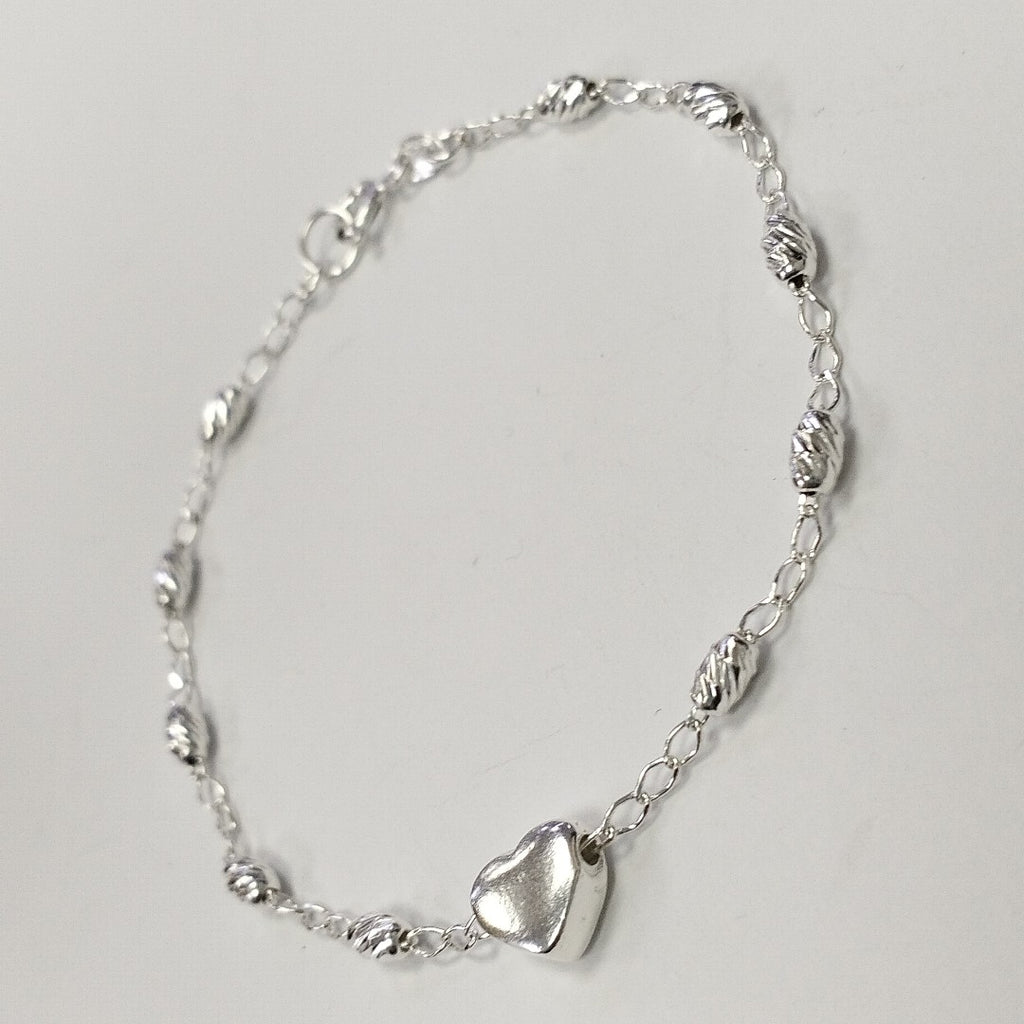 PULSERA TEJIDO CORAZON PLATA .925 18 CM 3.3 GR (NUEVO)
