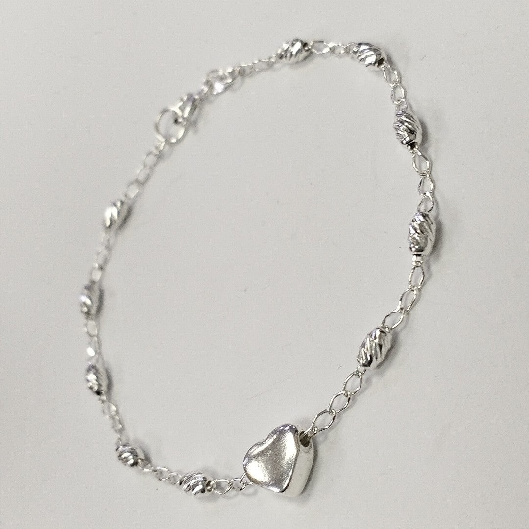 PULSERA TEJIDO CORAZON PLATA .925 18 CM 3.3 GR (NUEVO)