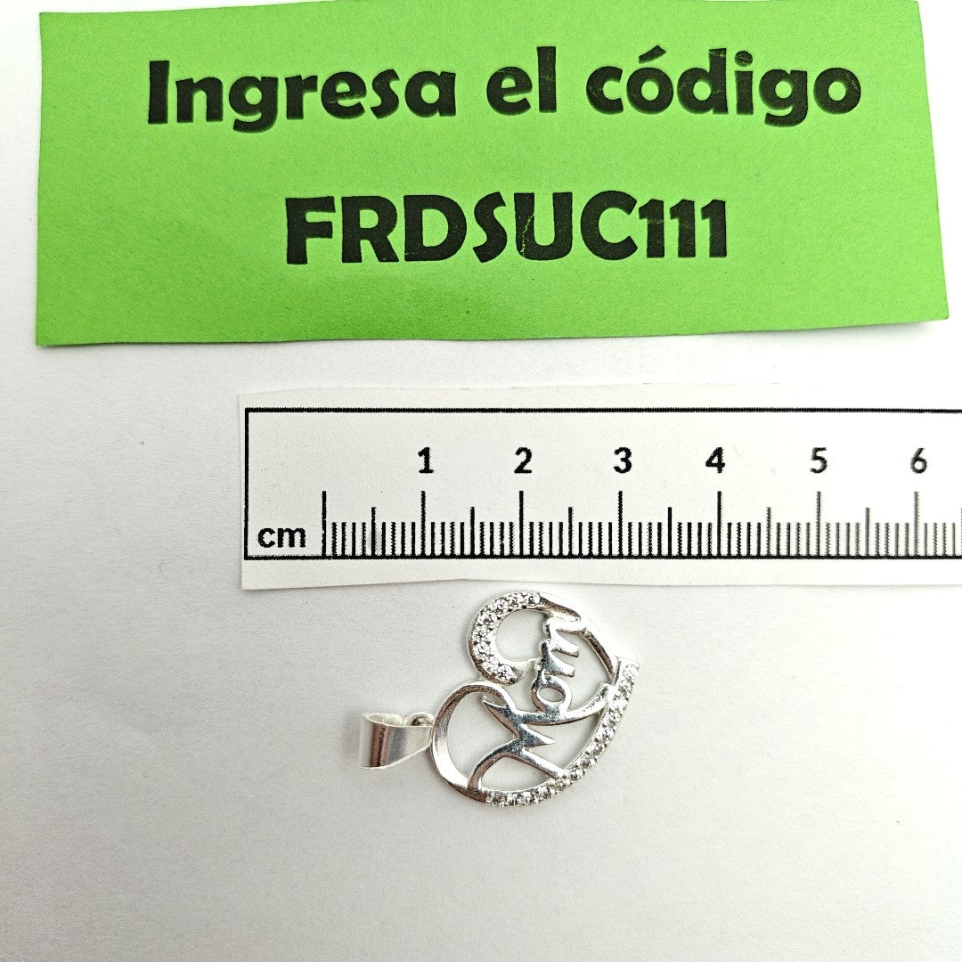 DIJE CORAZON C/CIRCONIAS PLATA .925 3.1 GR (NUEVO)