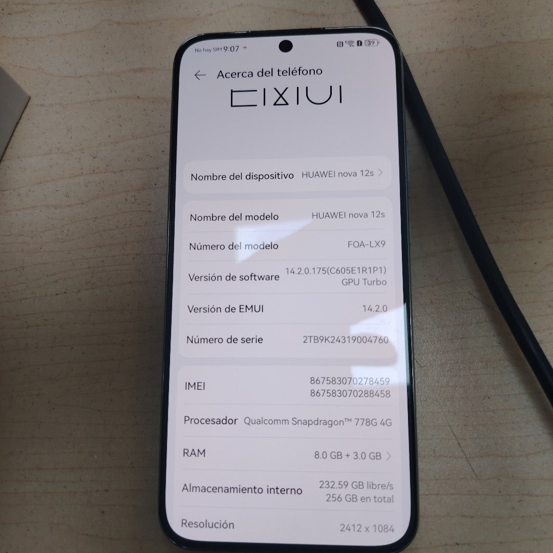 CELULAR HUAWEI NOVA 12S FOA-LX9 (2024) 256 GB 8 GB RAM (SEMINUEVO)