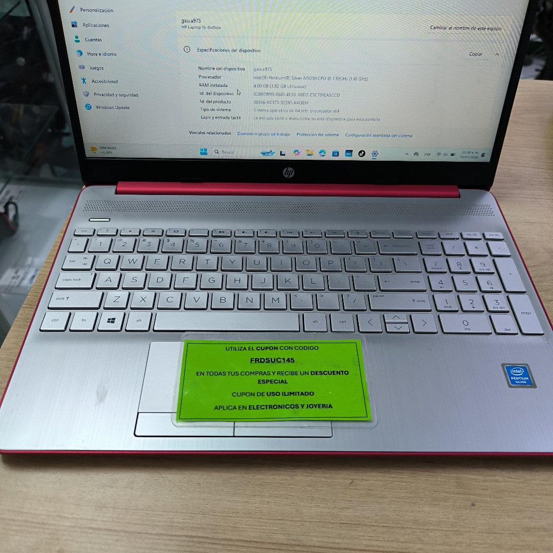 LAPTOP HP 15-DW0083WM (2022) 128 GB SSD 4 GB RAM (SEMINUEVO)