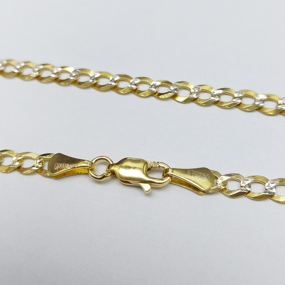 CADENAS BARBADA DIAMANTADA ORO 14K 60 CM 9.5 GR (NUEVO)