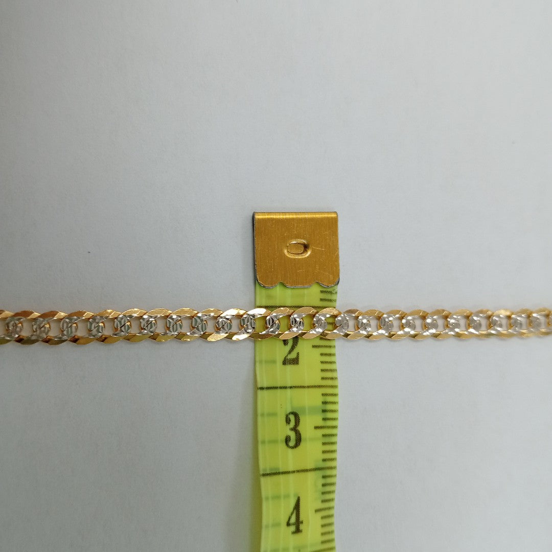 PULSERAS TEJIDO BARBADA DIAMANTADA ORO 14K 21 CM 5 GR (NUEVO)