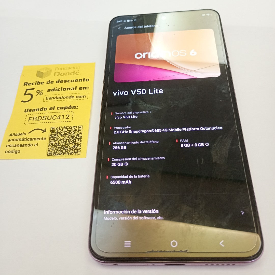 CELULAR VIVO V50 LITE V2441 (2025) 256 GB 8 GB RAM (SEMINUEVO)