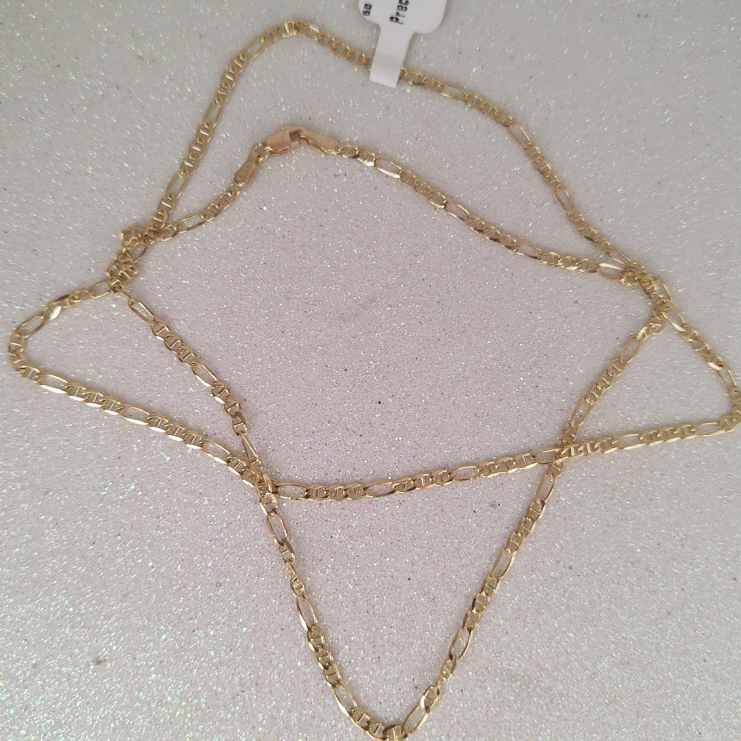 CADENAS TEJIDO FIGARO GUCHI ORO 10K 60 CM 5.4 GR (NUEVO)