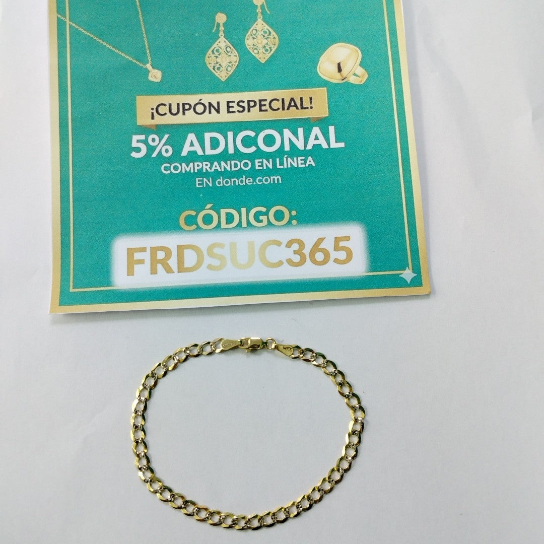 PULSERAS TEJIDO BARBADA DIAMANTADA ORO 14K 21 CM 5 GR (NUEVO)
