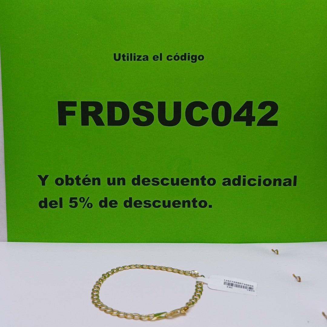 PULSERAS TEJIDO BARBADA DIAMANTADA ORO 14K 21 CM 4.9 GR (NUEVO)