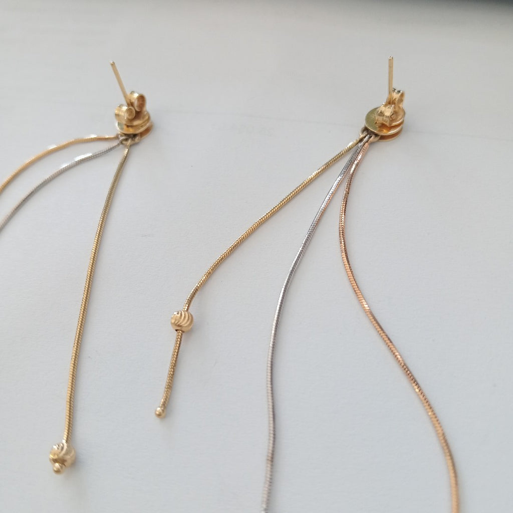 ARETES PAR ORO COMBINADO 14 K 4,90 GRMS (SEMINUEVO)