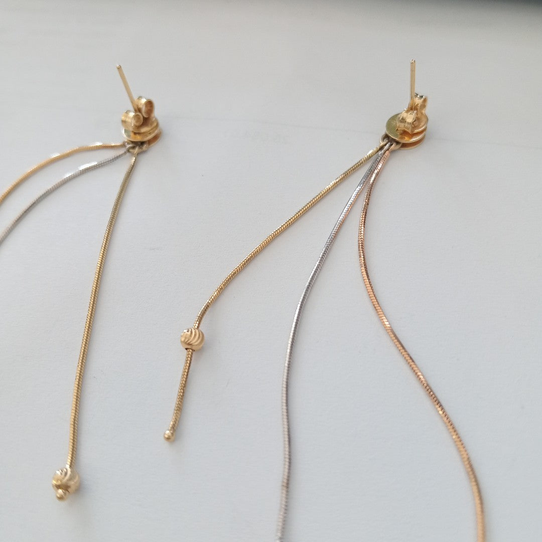 ARETES PAR ORO COMBINADO 14 K 4,90 GRMS (SEMINUEVO)