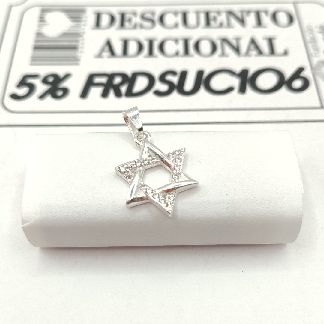 DIJE ESTRELLA DE DAVID C/CIRCONIAS PLATA .925 2.6 GR (NUEVO)