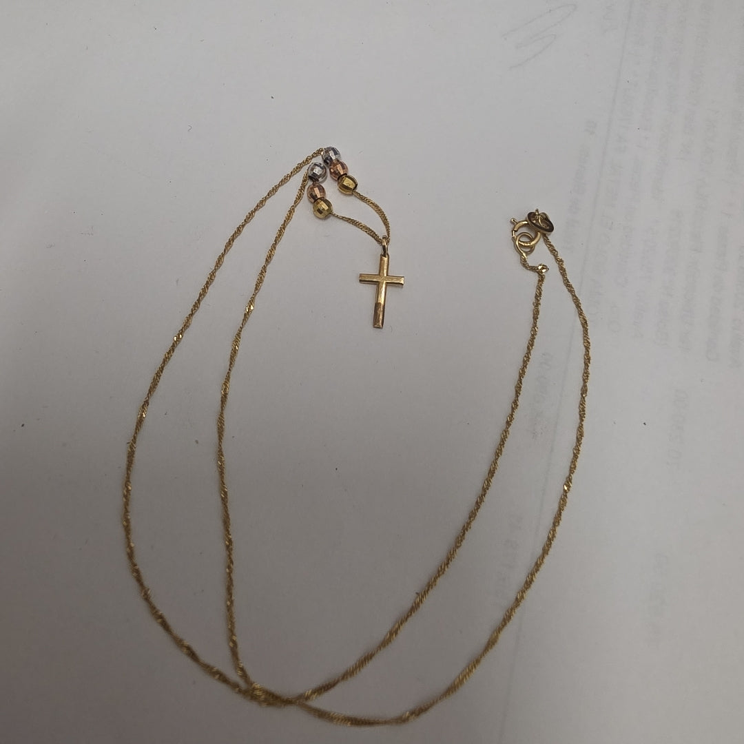 CRUZ,GARGANTILLA ORO COMBINADO 14 K 1,30 GRMS (SEMINUEVO)