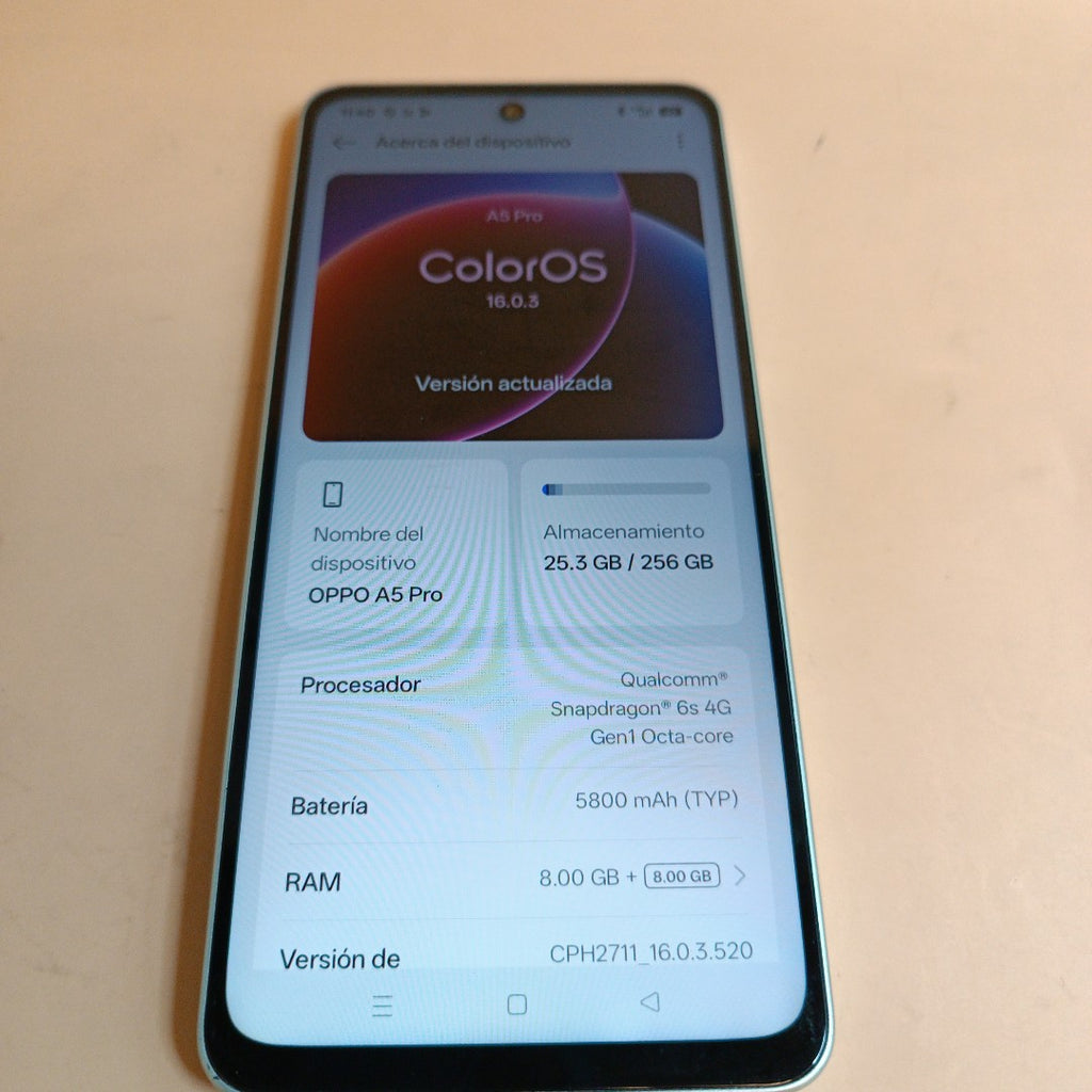 CELULAR OPPO A5 PRO CPH2711 (2025) 256 GB 8 GB RAM (SEMINUEVO)