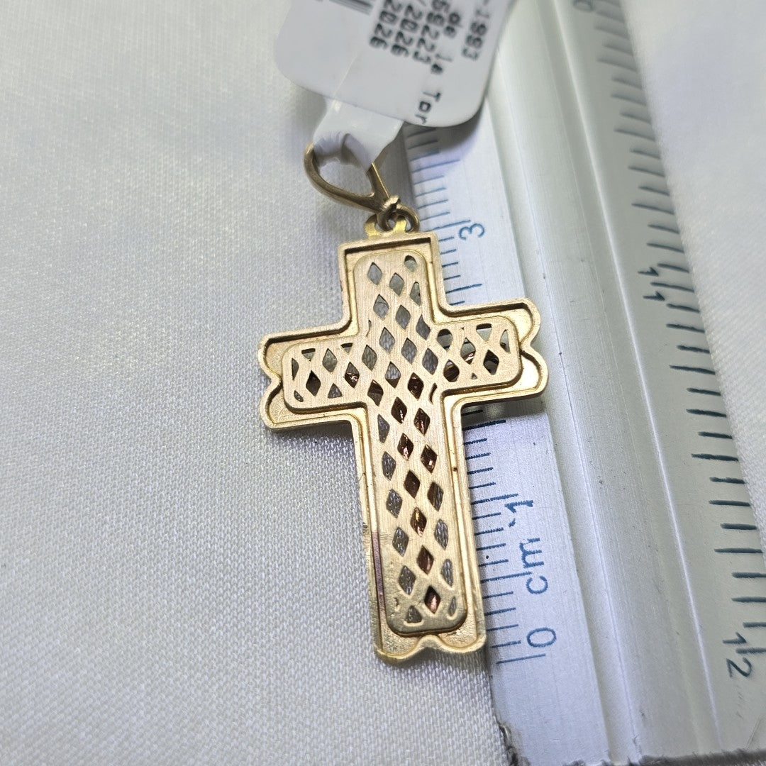 CRUCIFIJO, CRUZ ORO, ORO COMBINADO 14 K 2.5 GRMS (SEMINUEVO)