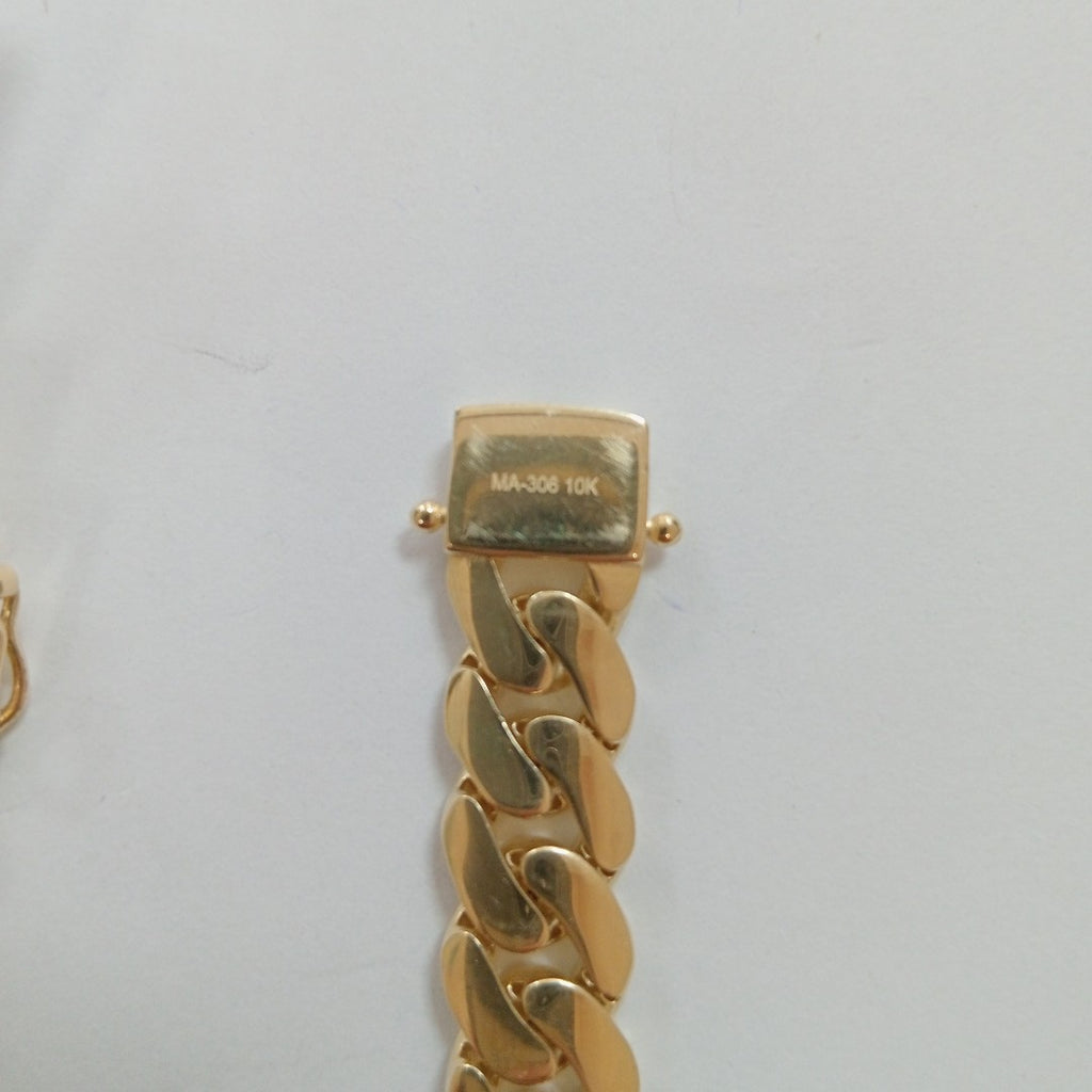 PULSERAS CABALLERO BARBADA AMARILLA ORO 10K 19 (NUEVO)