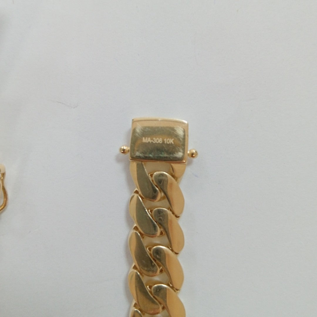 PULSERAS CABALLERO BARBADA AMARILLA ORO 10K 19 (NUEVO)