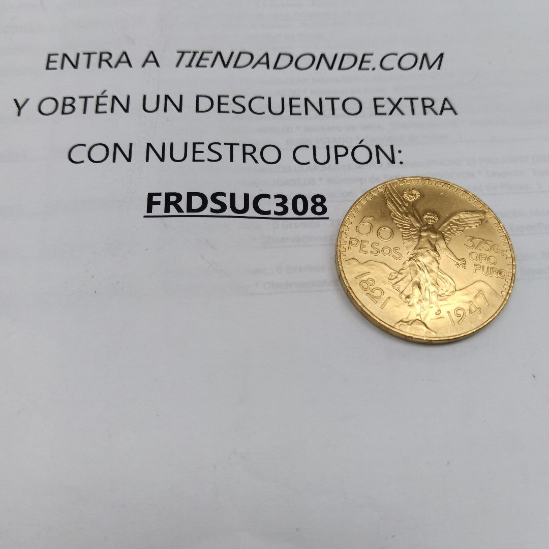K1 41.6 GRMS 21 K IDENTIFICACIÓN MONEDA NOMINATIVA MONEDAS PESOS 50 PESO (SEMINUEVO)