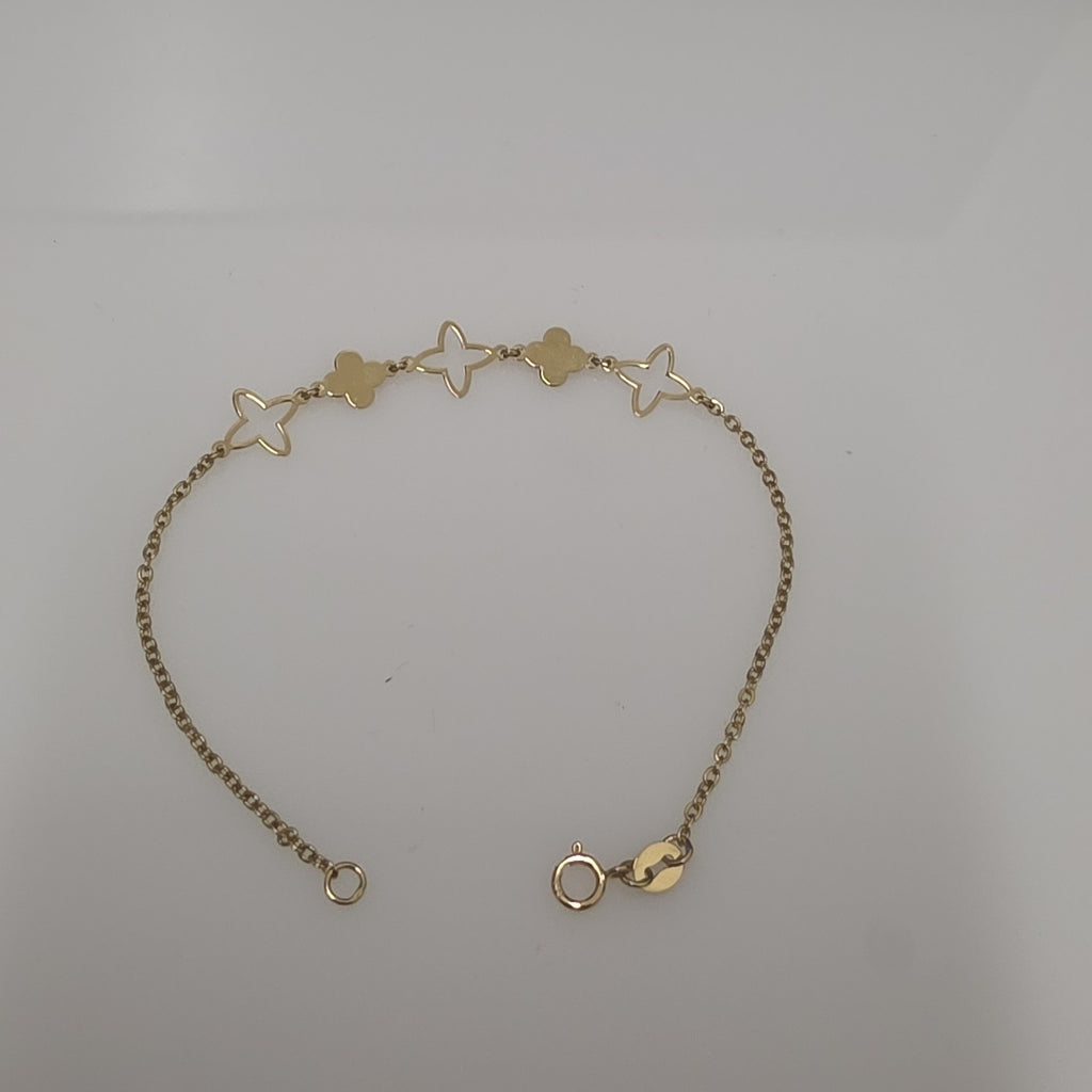 PULSERA TEJIDO ESP CON TREBOL 14K 18 CM 1.6 GR (NUEVO)