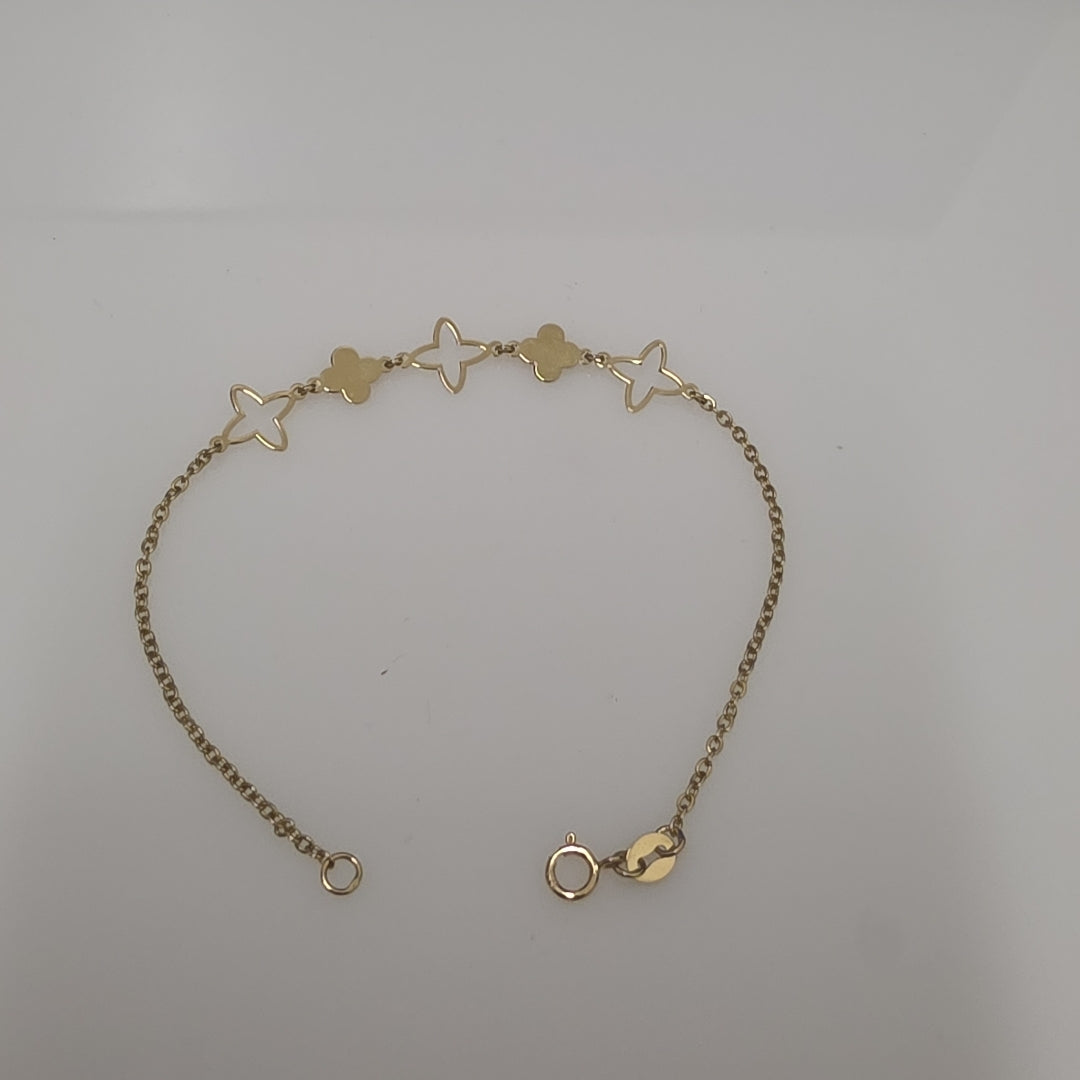 PULSERA TEJIDO ESP CON TREBOL 14K 18 CM 1.6 GR (NUEVO)