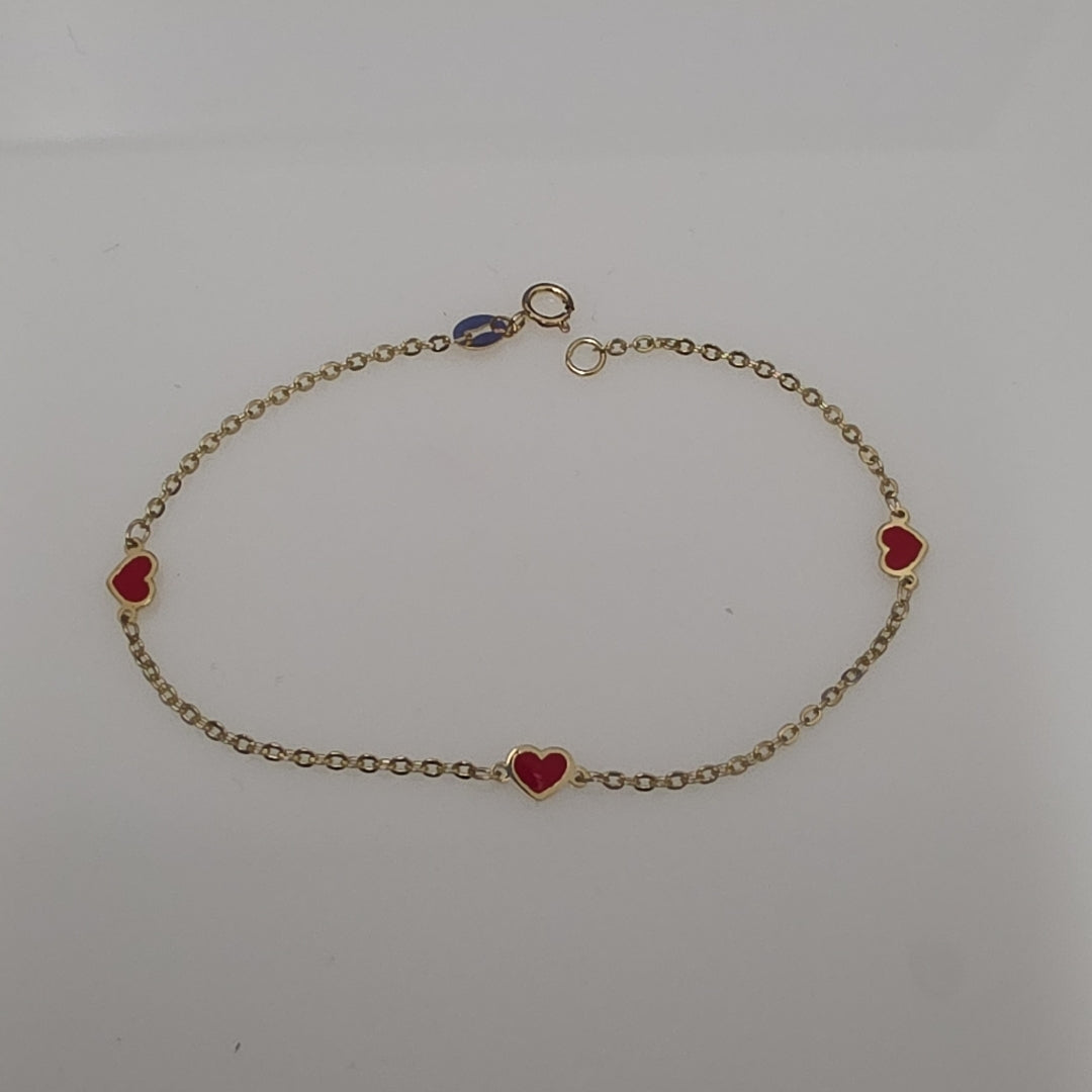 PULSERA ESPECIAL CON CORAZONES 14K 18 CM 1.4 GR (NUEVO)