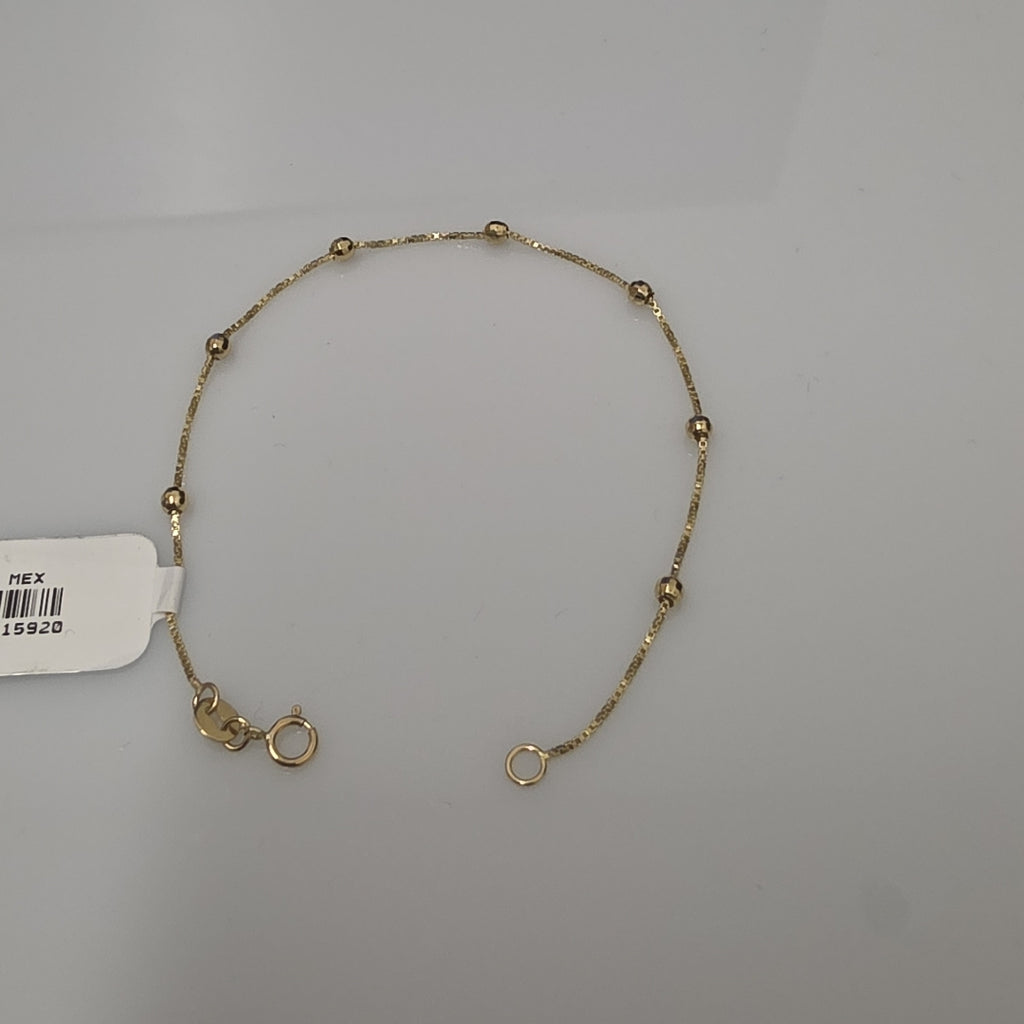PULSERA ESPECIAL CON BOLITAS 14K 18 CM 1.4 GR (NUEVO)