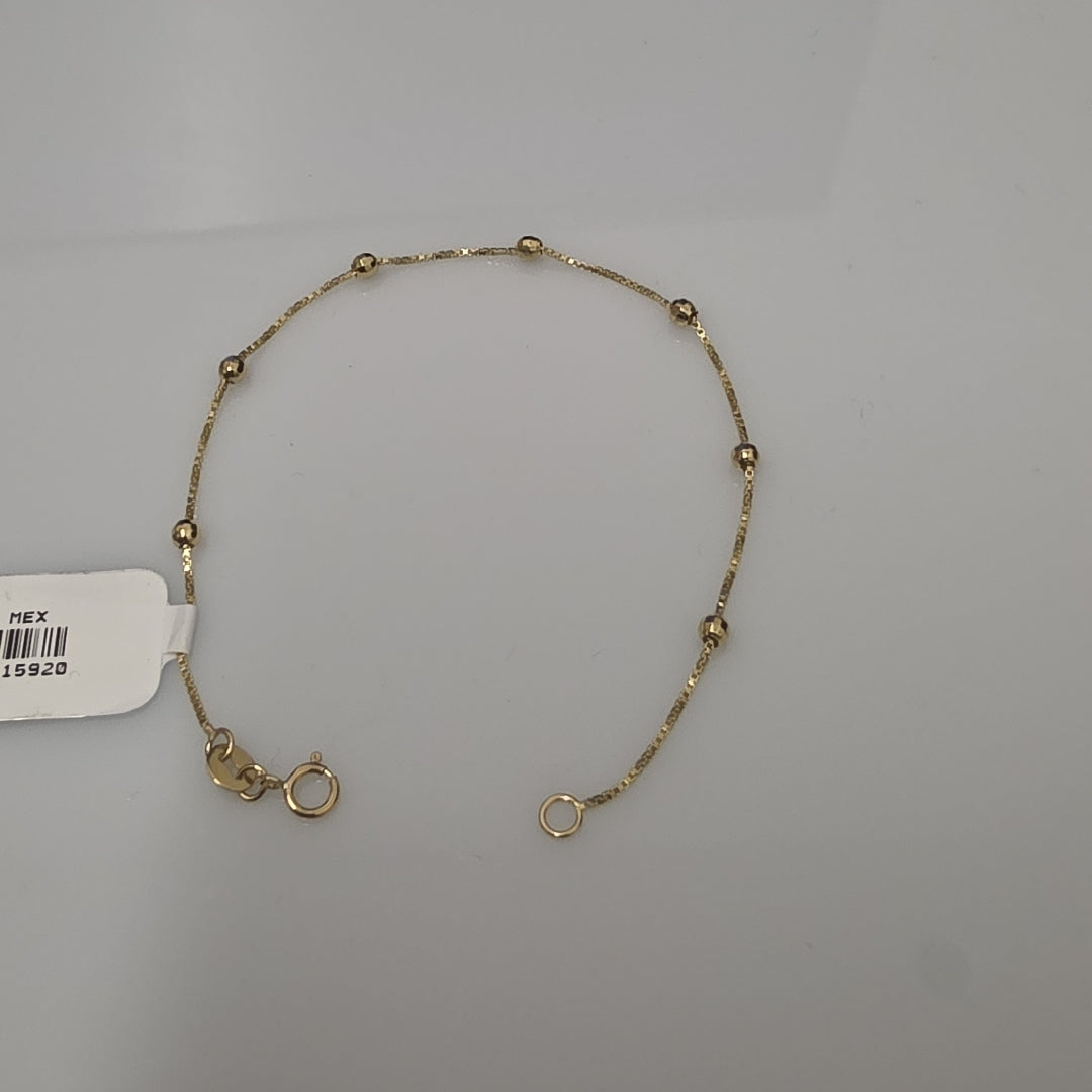 PULSERA ESPECIAL CON BOLITAS 14K 18 CM 1.4 GR (NUEVO)