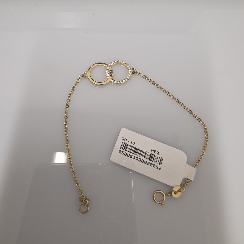 PULSERA TEJIDO ESPECIAL FIG AROS UNIDOS C CIRCS 14K 18 CM 2.1 GR (NUEVO)