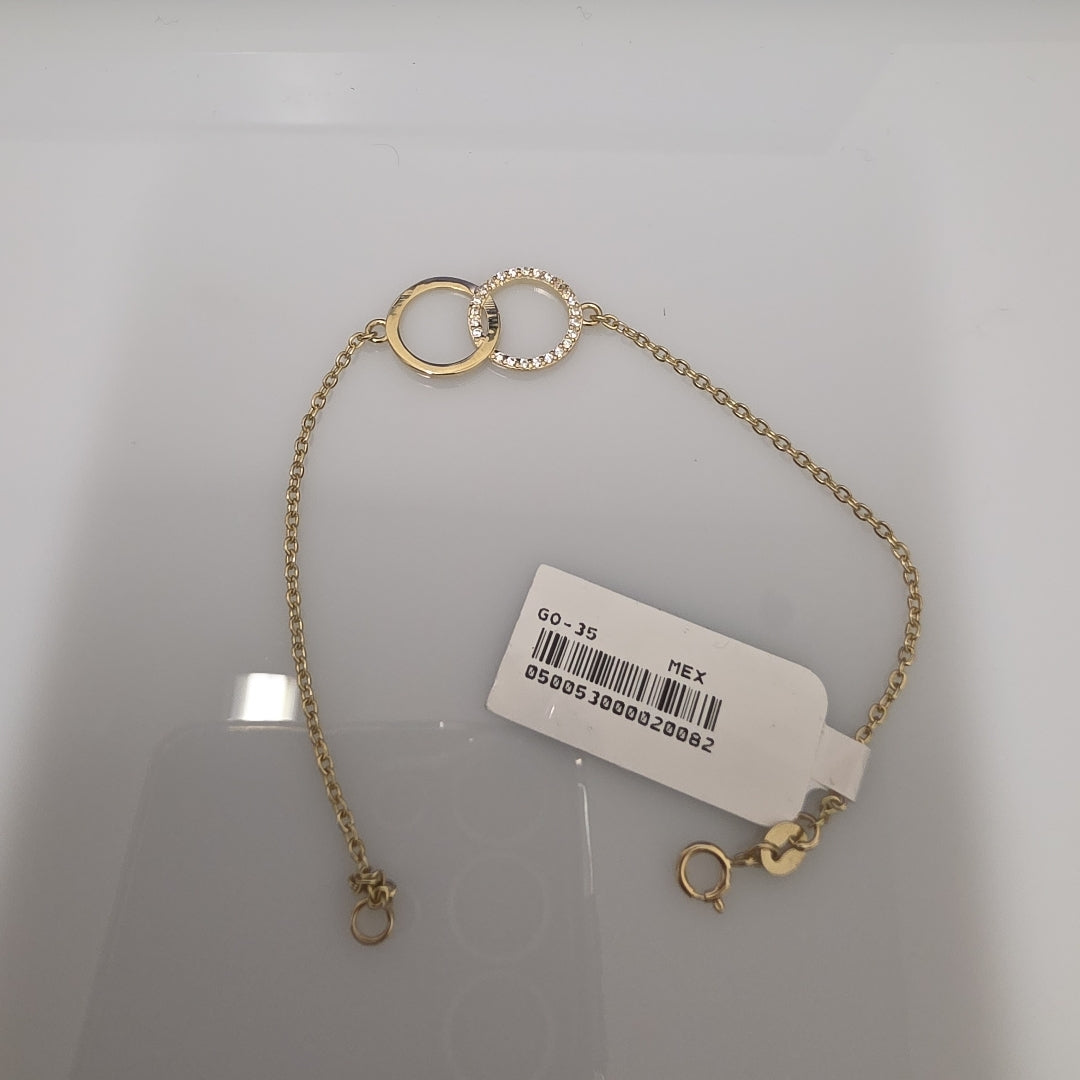 PULSERA TEJIDO ESPECIAL FIG AROS UNIDOS C CIRCS 14K 18 CM 2.1 GR (NUEVO)