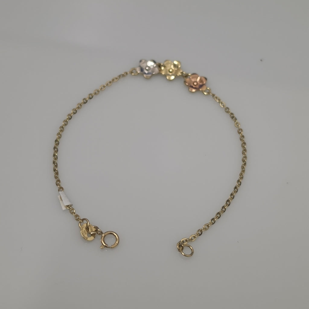 PULSERA TEJIDO ESPECIAL FIG FLORES 14K 18 CM 2 GR (NUEVO)