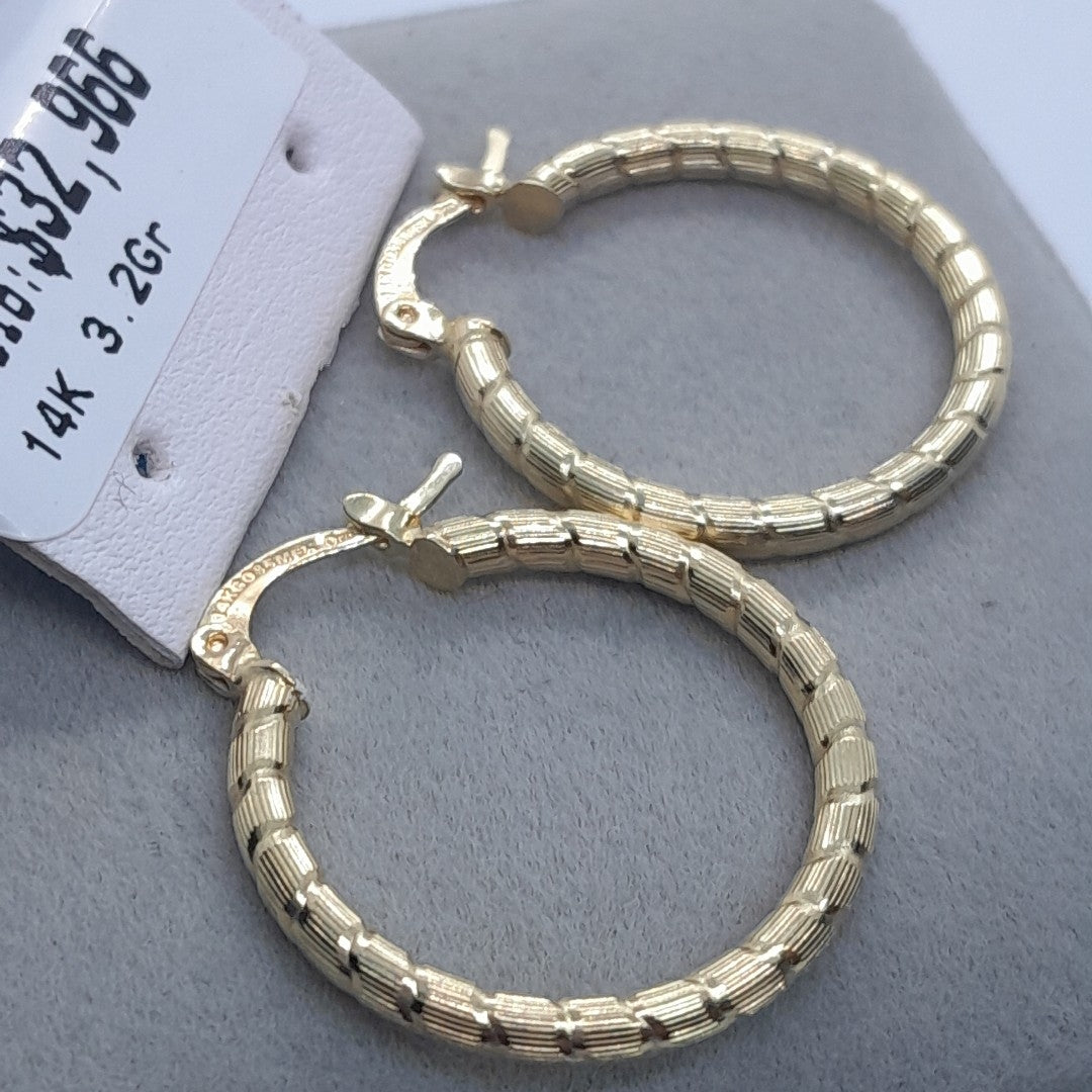 ARETES ARRACADAS LABRADAS 14K 3.2 GR (NUEVO)