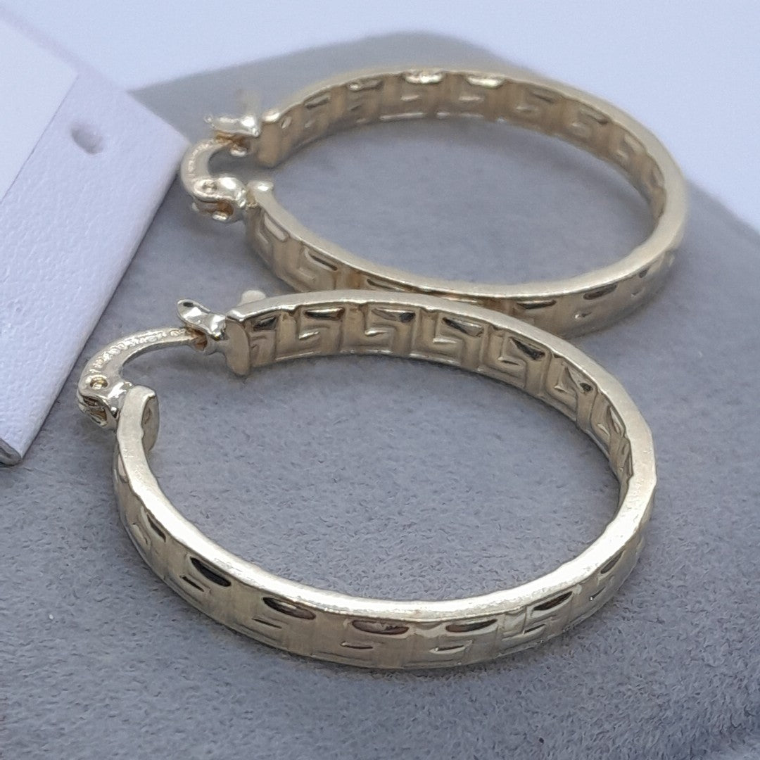 ARETES TEJIDO ARRACADA CON GRECAS 14K 2.6 GR (NUEVO)