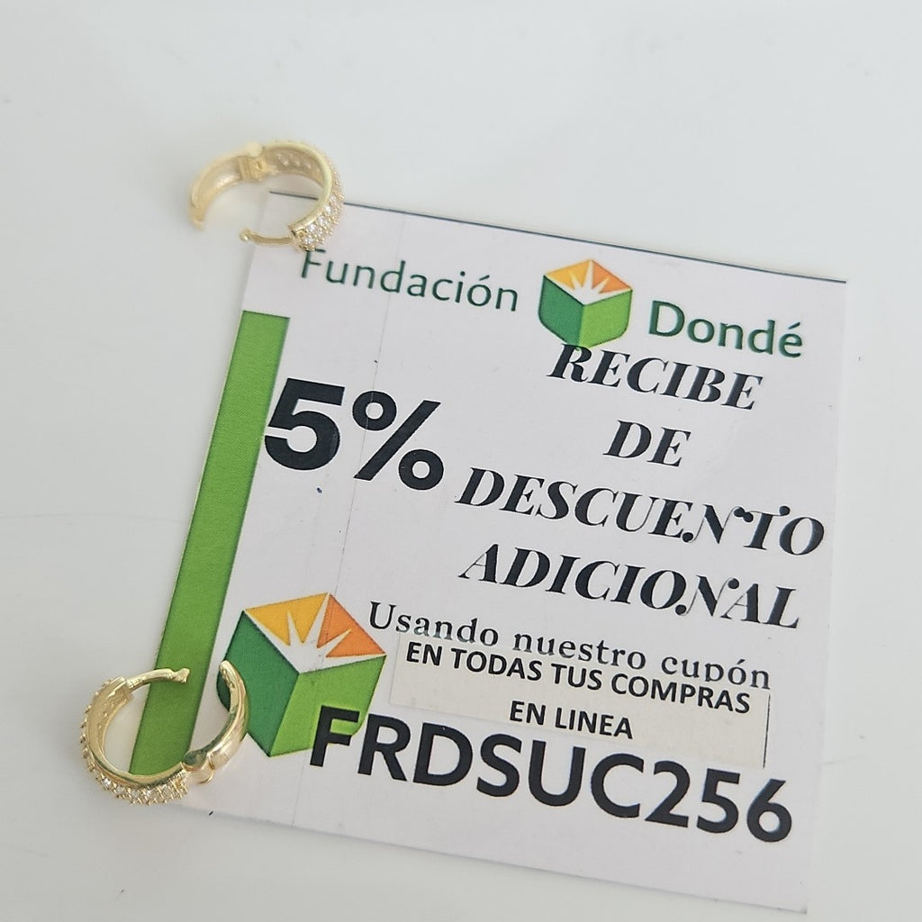 ARETES HUGGIE CON CIRCONIAS 14K 2.1 GR (NUEVO)