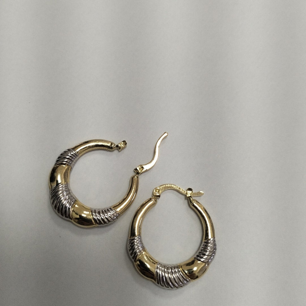 ARETES ARRACADAS HUECAS COMBINADAS 14K 2.6 GR (NUEVO)