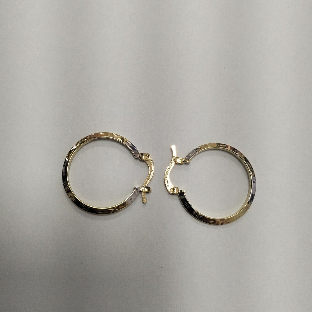 ARETES TEJIDO ARRACADAS BISELADAS COMBINADAS 14K 1.4 GR (NUEVO)