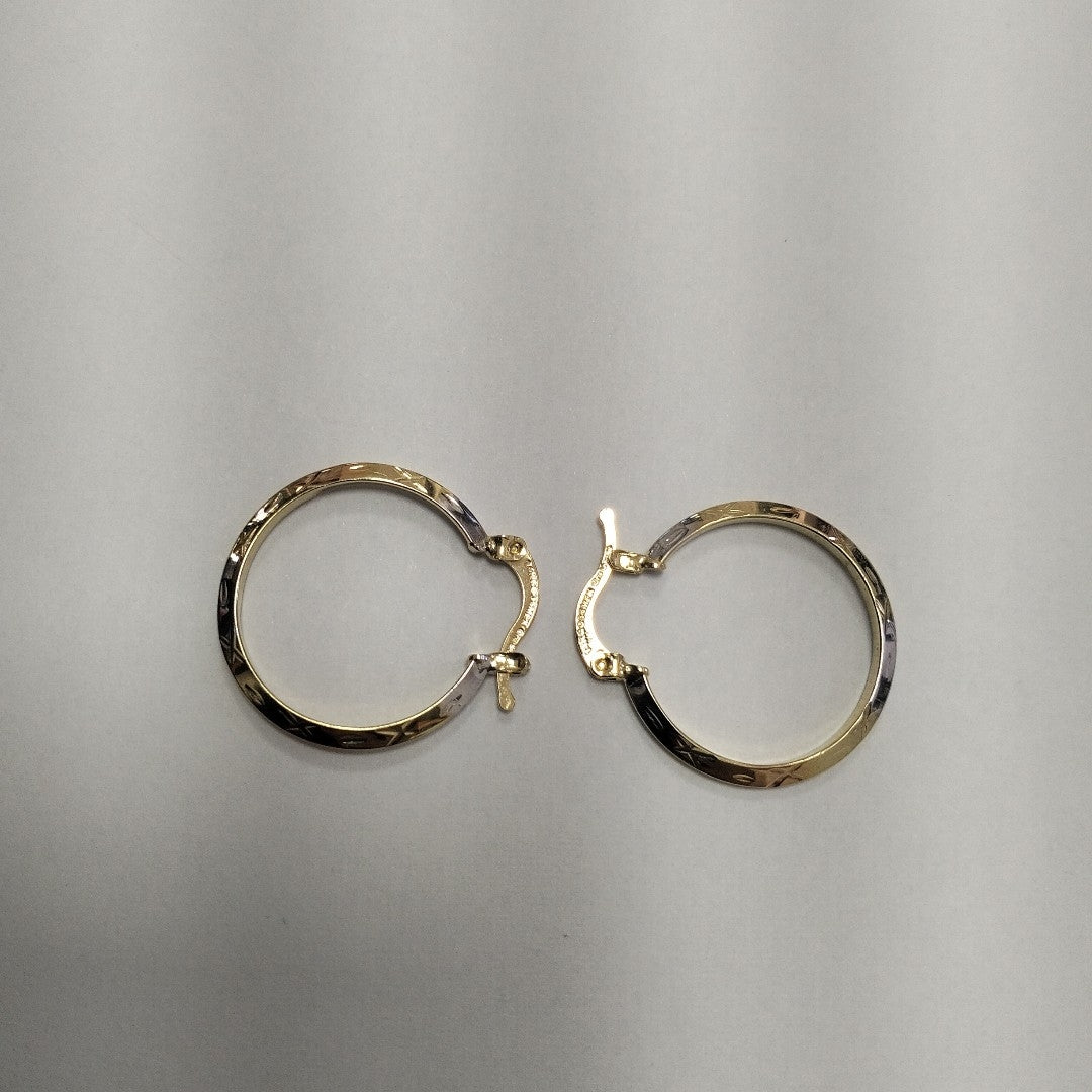 ARETES TEJIDO ARRACADAS BISELADAS COMBINADAS 14K 1.4 GR (NUEVO)