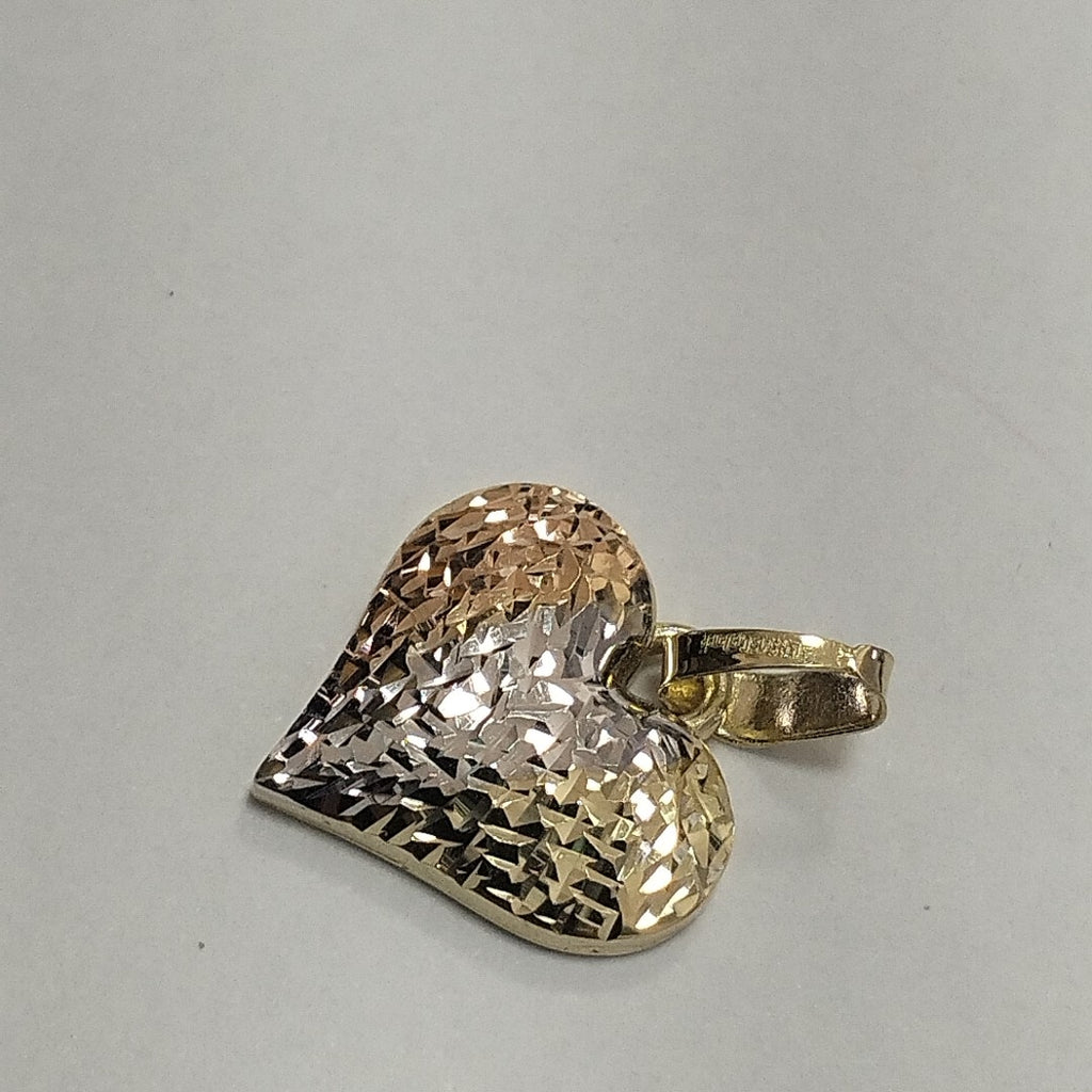 DIJE TEJIDO CORAZON LABRADO COMBINADO 14K 1.3 GR (NUEVO)